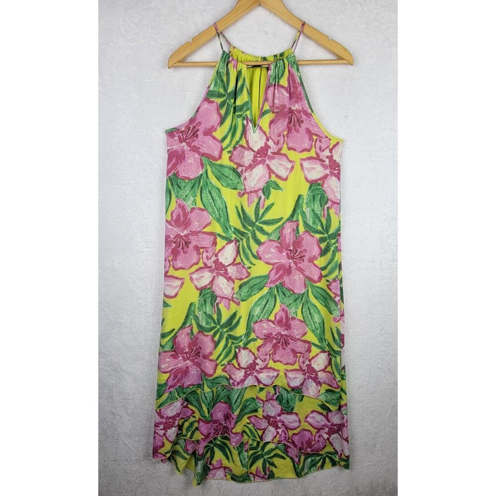 Tropical Hawaii Floral Sz Small Maxi Sun Dress Sleeveless Beachy Resort Cruise